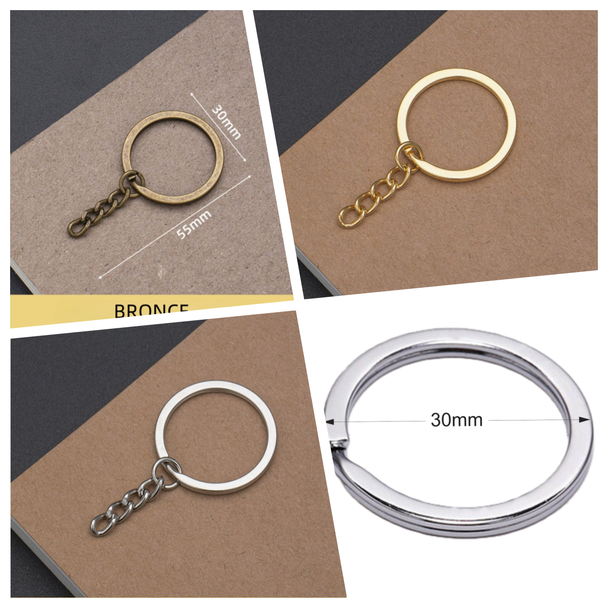 Anilla de llavero con cadena 30mm