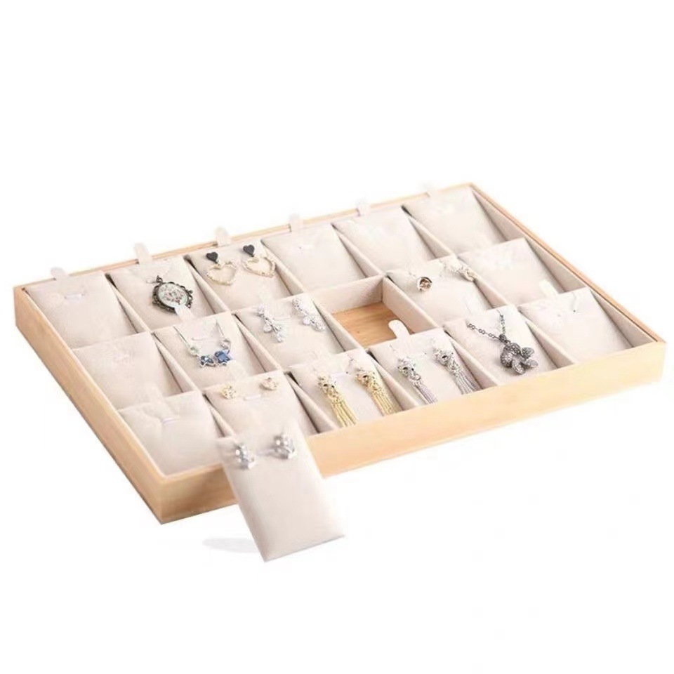 Bandeja expositor de bambu para collar 18 ranuras - Imagen 2