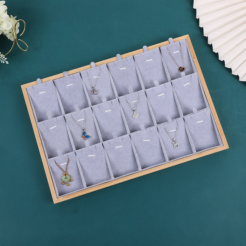 Bandeja expositor de bambu para collar 18 ranuras - Imagen 3