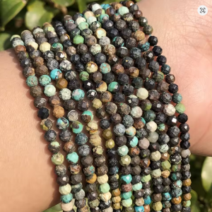 Cuenta de piedra natural facetada africa turquoise black de 2/3/4mm