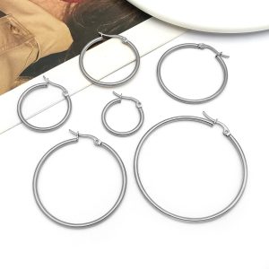 Aro de pendiente acero inoxidable grosor 2mm varios medidas Pack 12 Uds.