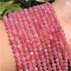 Cuenta de piedra natural facetada pink tourmaline de 2/3/4mm