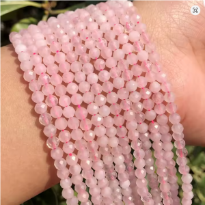 Cuenta de piedra natural facetada rose quartz de 2/3/4mm