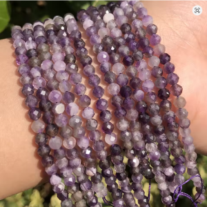 Cuenta de piedra natural facetada amethyst de 2/3/4mm