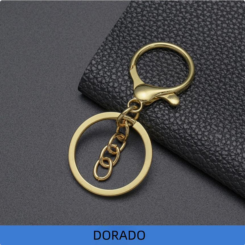 Anilla llavero juego 3 piezas dorado 33mm Lote de 10Uds./50Uds.