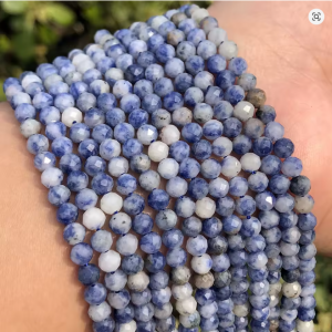 Cuenta de piedra natural facetada blue spot de 2/3/4mm