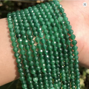 Cuenta de piedra natural facetada green jade de 2/3/4mm