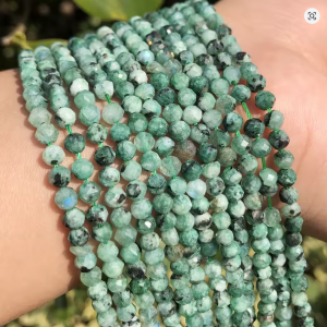 Cuenta de piedra natural facetada green labradorite de 2/3/4mm