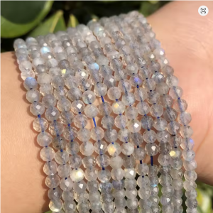 Cuenta de piedra natural facetada grey labradorite de 2/3/4mm