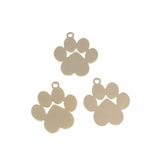 Colgante acero inoxidable huella de perro dorado 18 Uds.