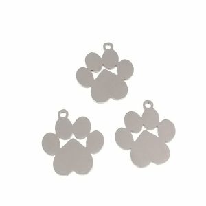 Colgante acero inoxidable huella de perro plateado 36 Uds.