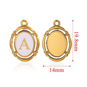 Dijes de inicial acero inoxidable esmaltado A-Z para DIY - Imagen 3