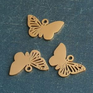 Colgante acero inoxidable mariposa dorado 18 Uds.