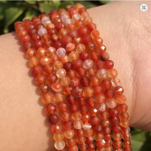 Cuenta de piedra natural facetada red agate de 2/3/4mm