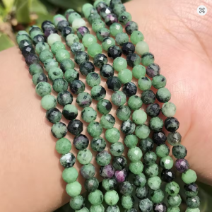 Cuenta de piedra natural facetada ruby zoisite de 2/3/4mm