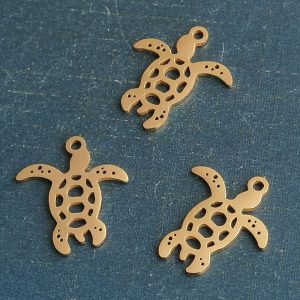 Colgante acero inoxidable tortuga dorado 18 Uds.