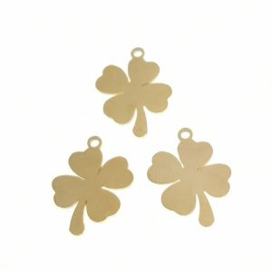 Colgante acero inoxidable hoja de 4 trébol dorado 18 Uds.