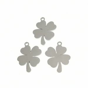 Colgante acero inoxidable hoja de 4 trébol plateado 36 Uds.