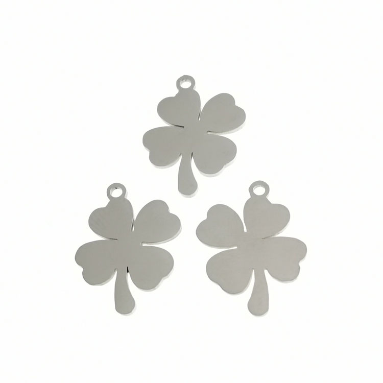 Colgante acero inoxidable hoja de 4 trébol plateado 36 Uds.