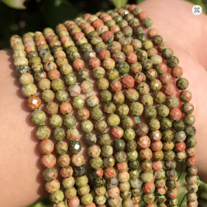 Cuenta de piedra natural facetada unakite de 2/3/4mm